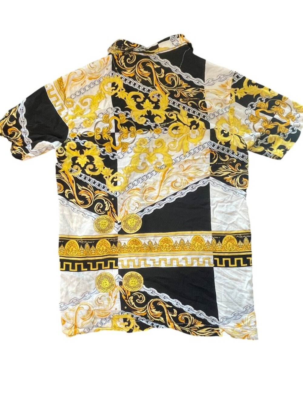 Reason Mens Patterned Button-Up Shirt With Gold & Black Medallion Design Size M - Picture 8 of 11